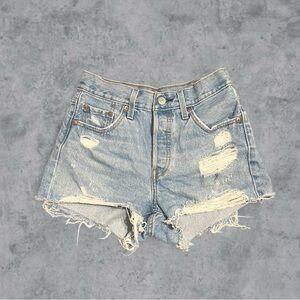 Levi’s Women’s 501 Blue Denim Shorts Size 25 Button Fly Cut Off